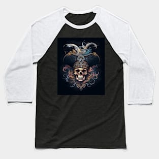 Baroque Pirate Skull: A Vintage Treasure Baseball T-Shirt